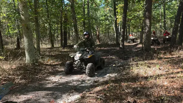 Guided ATV tour through the forest at Field of Dreams, Millville, NJ