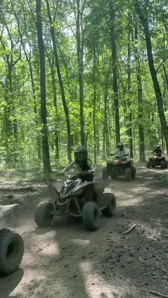 Riders on a wooded ATV trail at NJ ATV Rentals